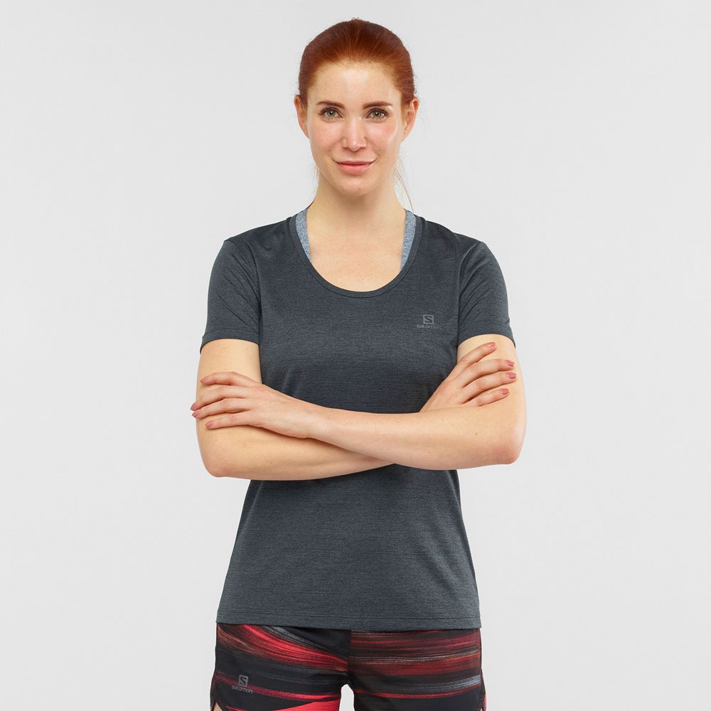 Salomon Israel AGILE - Womens T shirts - Black (RDVW-07138)